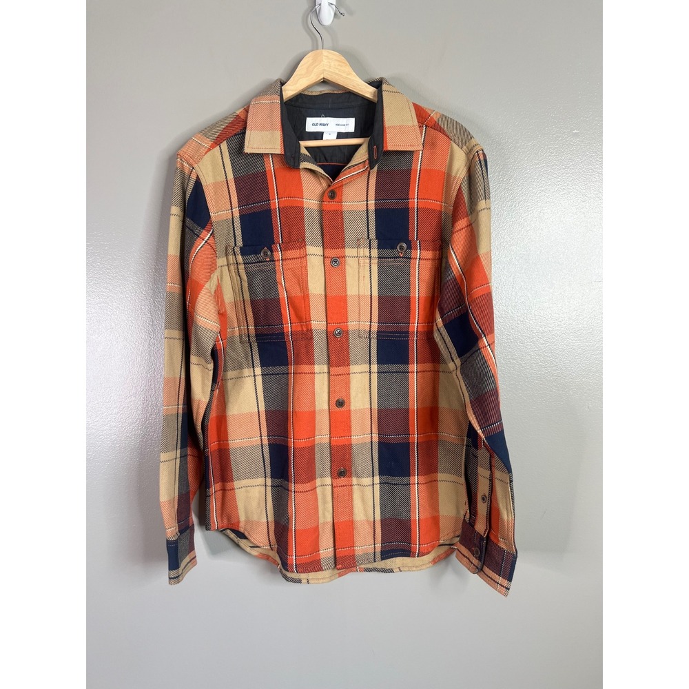 Old Navy Mens Plaid Flannel Button Down Shirt Regular Fit gorpcore camping fall - Picture 5 of 6